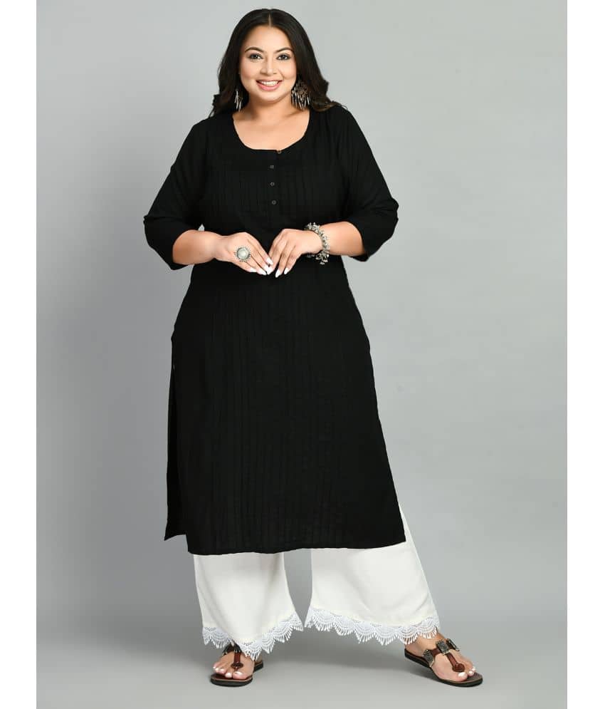 PrettyPlus by Desinoor - Black Rayon Women's Straight Kurti ( Pack of 1 ) - Kurtis, Tunics | Buy online on ZillyBuy