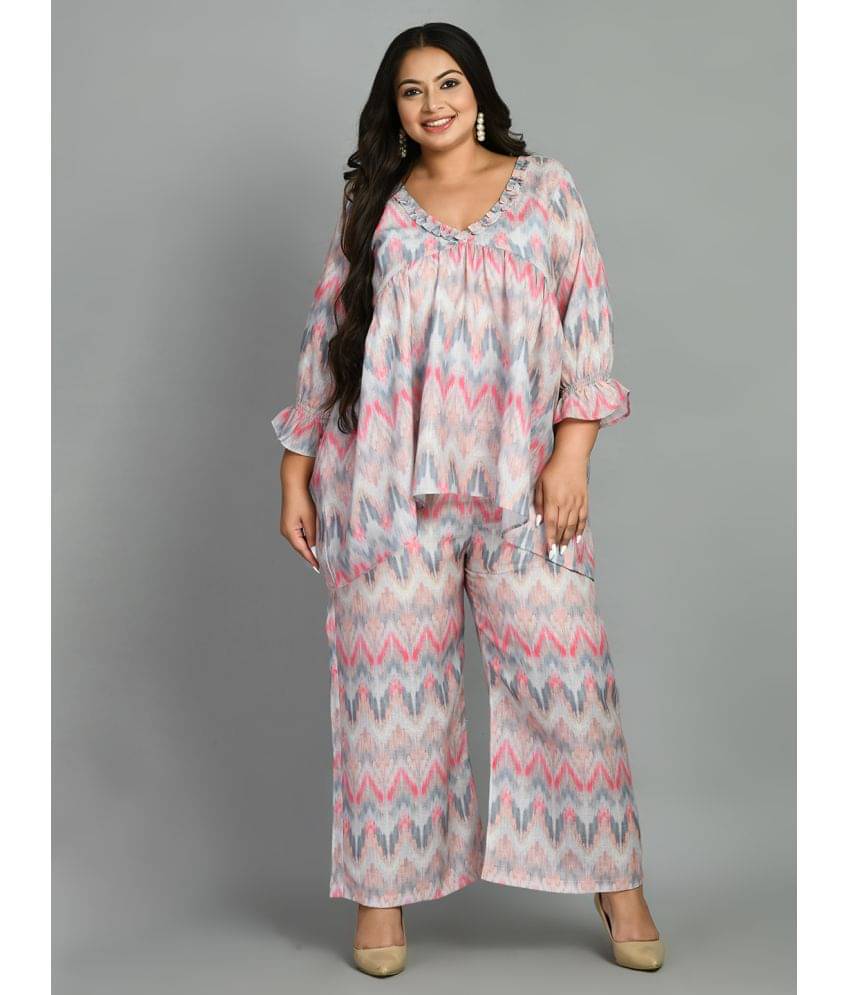     			PrettyPlus by Desinoor - Multicoloured A-line Linen Women's Stitched Salwar Suit ( Pack of 1 )