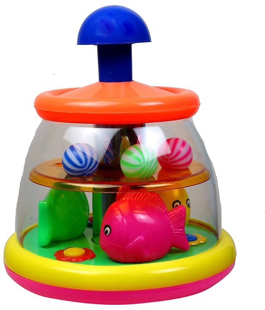 Push and Spin Kids Toy with Mini Popper for Baby Infant and Toddlers (Multi-colour)