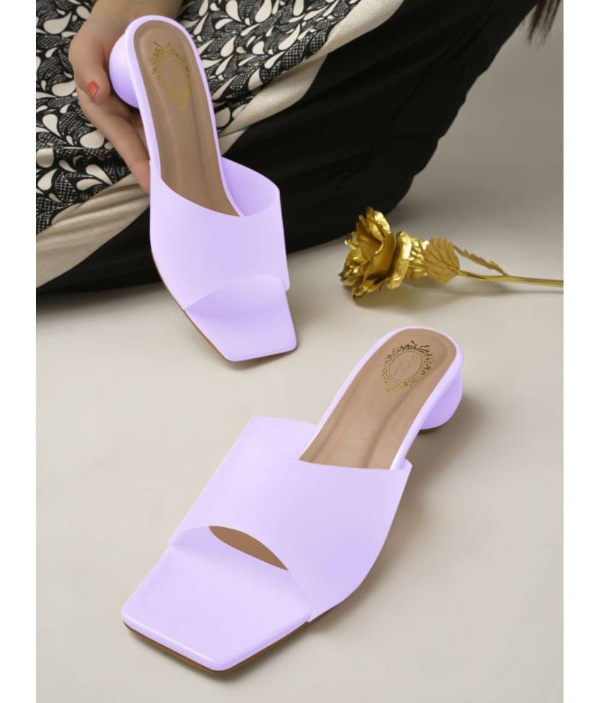 Shoetopia Clear Strap Solid Purple Block Heels & Girls Shoetopia Clear Strap Solid Purple Block Heels & Girls