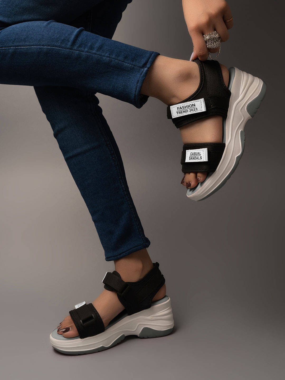 Shoetopia Lightweight Comfortable Daily Wear & Trendy Flatforms Grey Sandals & Girls Shoetopia Lightweight Comfortable Daily Wear & Trendy Flatforms Grey Sandals & Girls