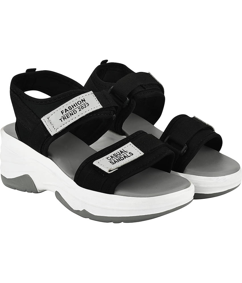 Shoetopia Lightweight Comfortable Daily Wear & Trendy Flatforms Grey Sandals & Girls