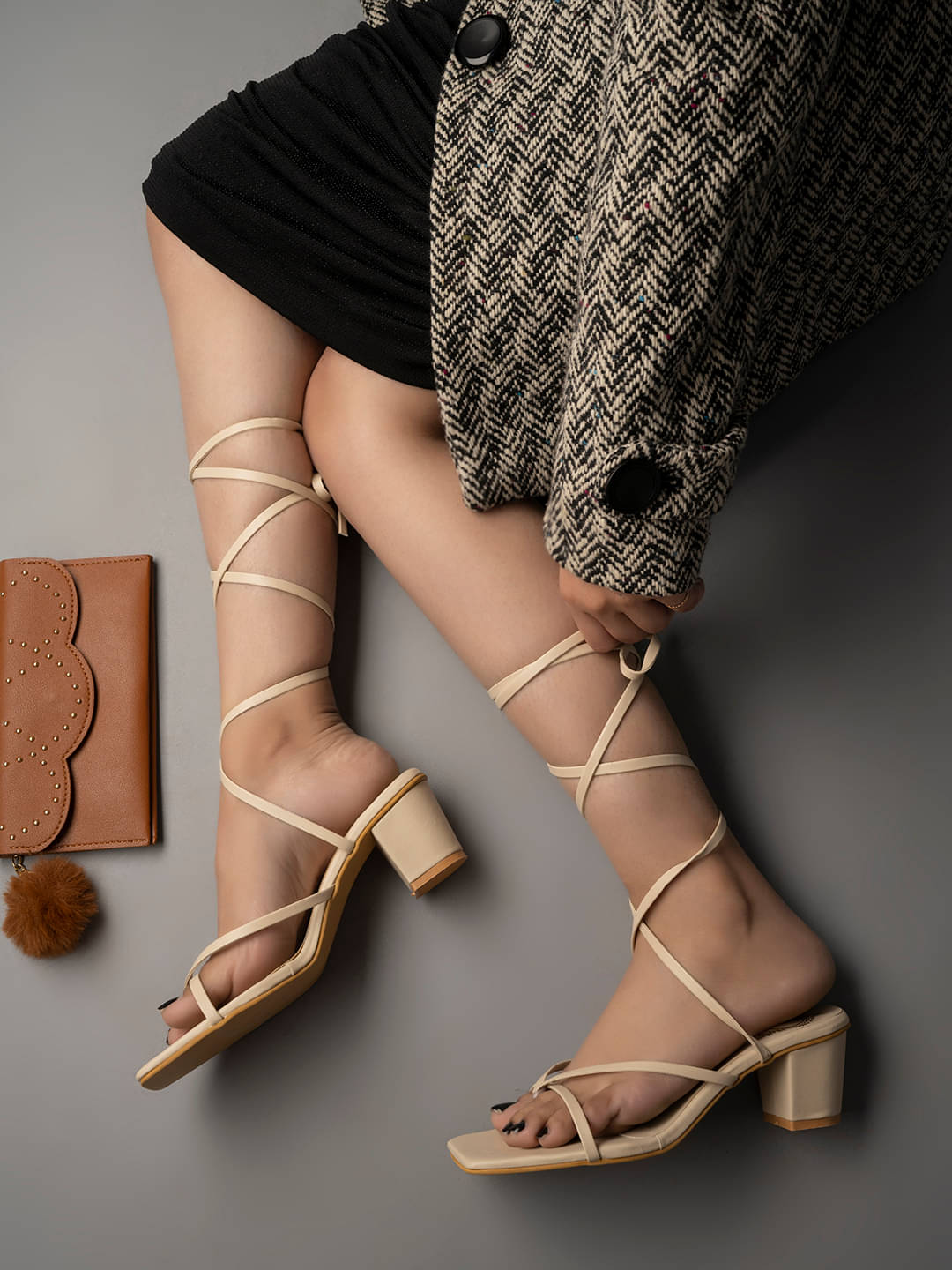 Shoetopia Stylish Tie-up Cream Heeled Sandals & Girls     			Shoetopia Stylish Tie-up Cream Heeled Sandals & Girls