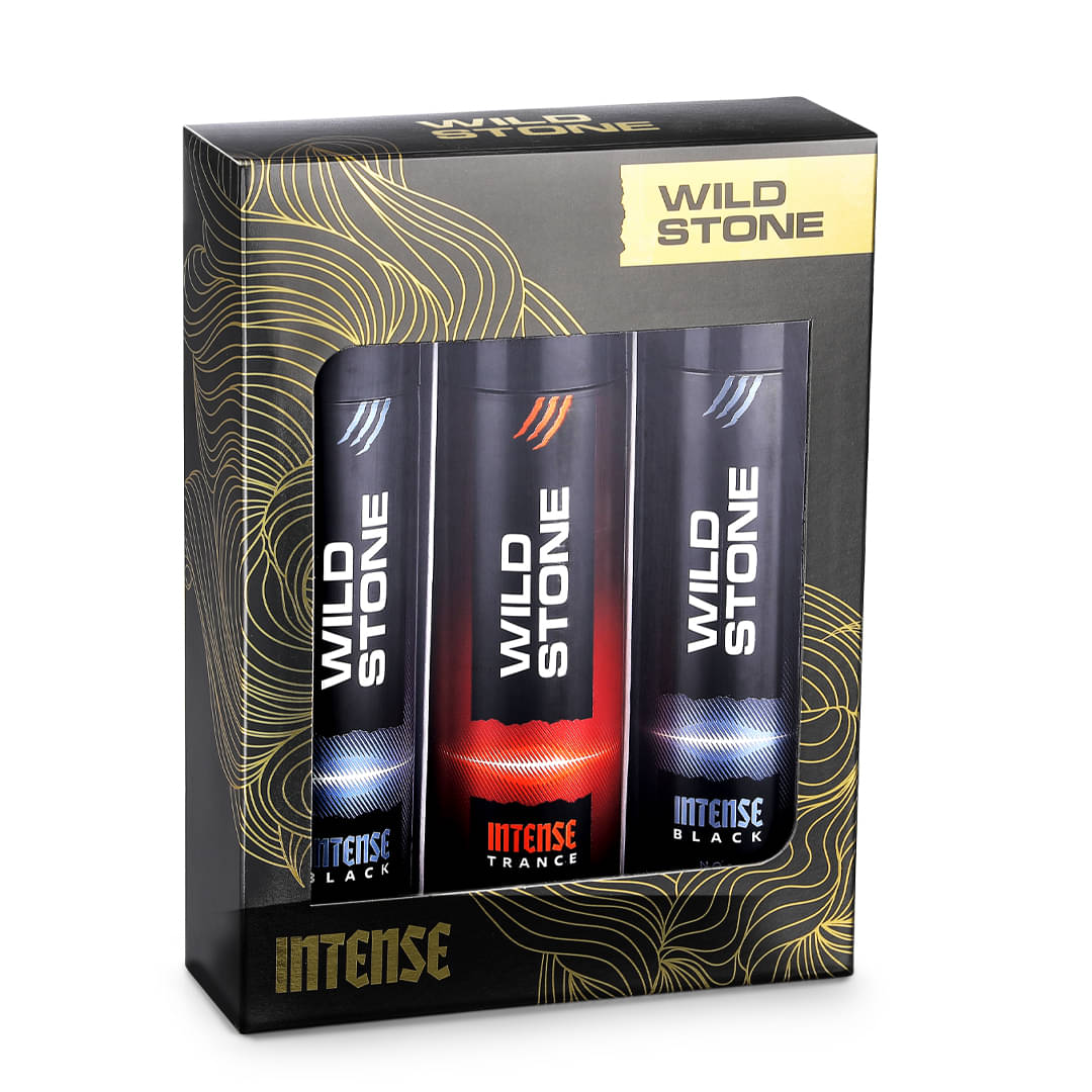     			Wild Stone Intense Black and Trance No Gas Deodorant Gift set for Men, Pack of 3 (150ml each)