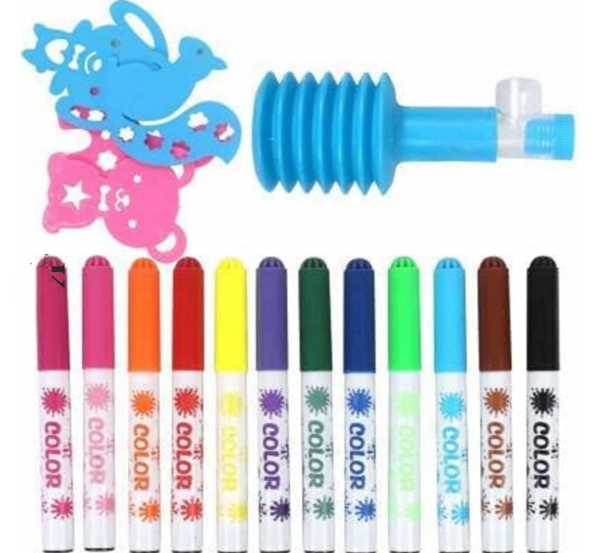     			2415Y- YESKART 12 PC  magic spray blow marker sketch pen for drawing art and craft school stationery for kids- Multi color