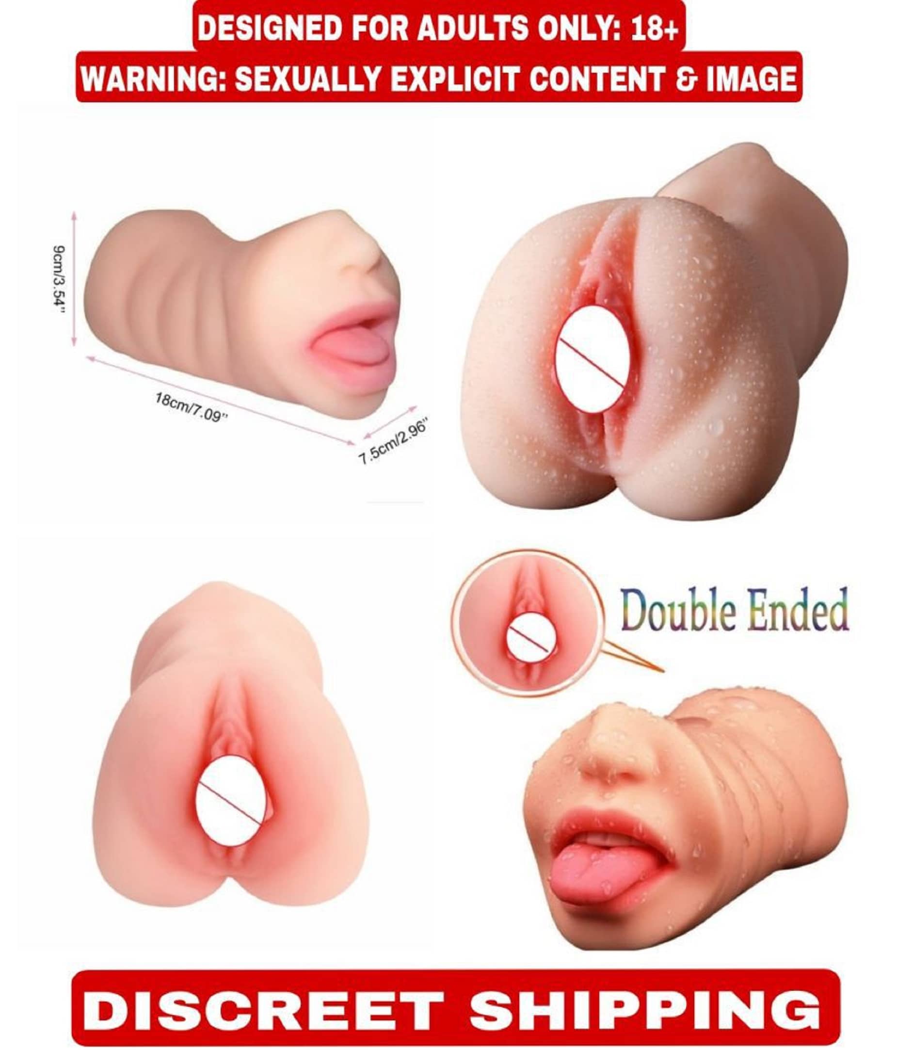 2IN1 Male Masturbator With Mouth And Vagina On Different Sides Sex Toy For Men By Knightriders