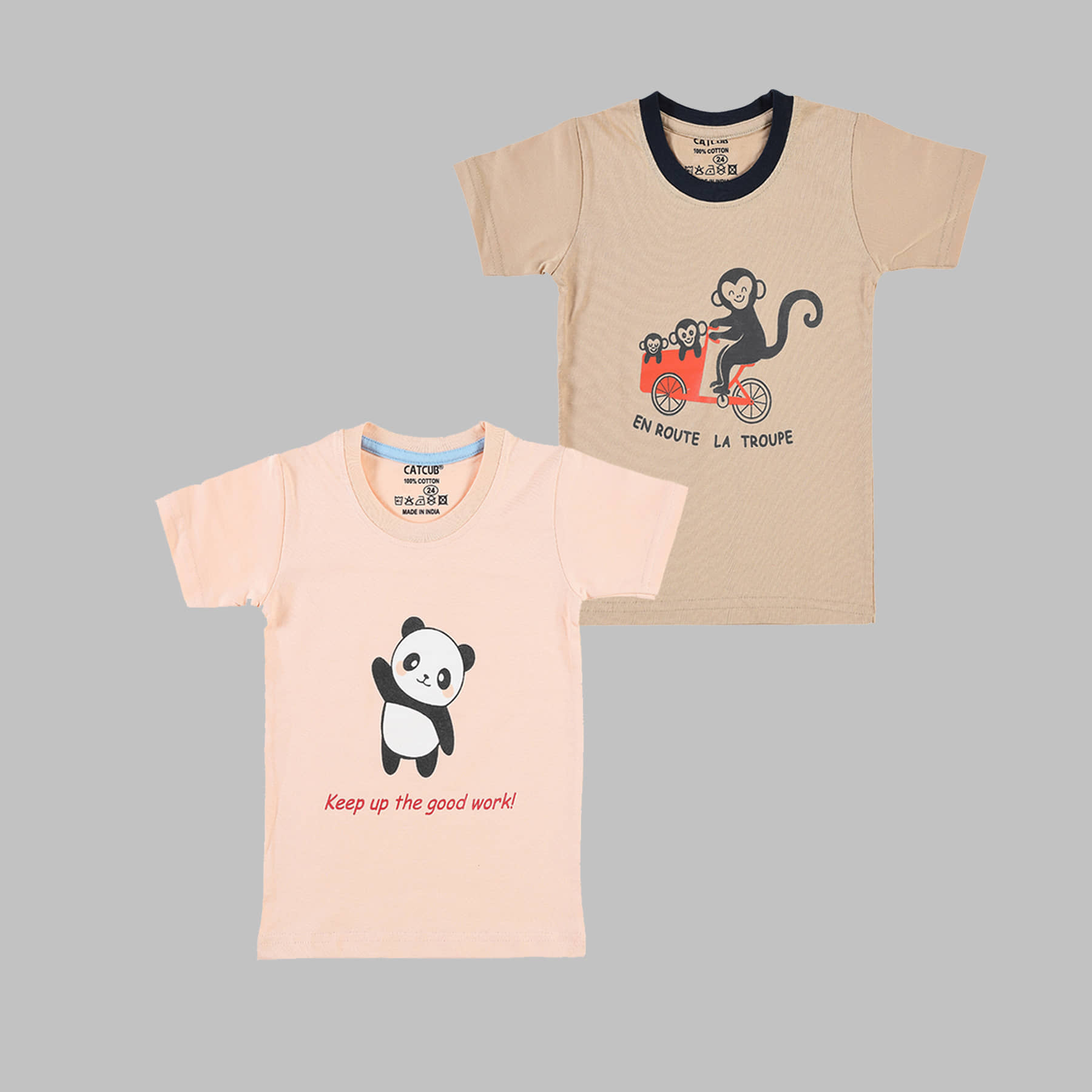 CATCUB Pack of 2 Unisex for Baby Cotton Blend T-Shirt ( Multi )