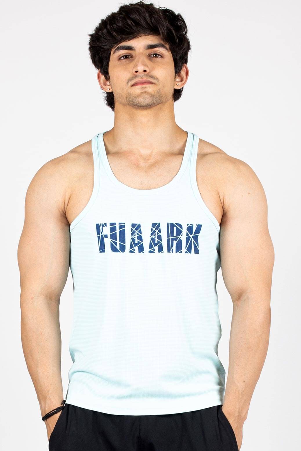     			Fuaark - Sky Blue Polyester Slim Fit Men's Tanks ( Pack of 1 )