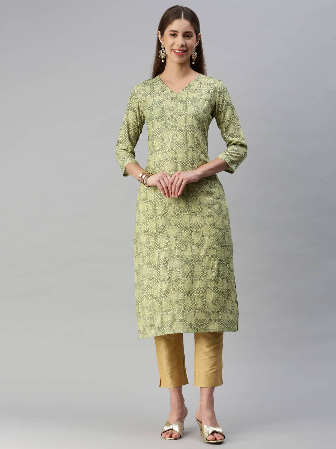 Hritika - Green Rayon Women's Straight Kurti ( Pack of 1 ) - Kurtis, Tunics | Buy online on ZillyBuy