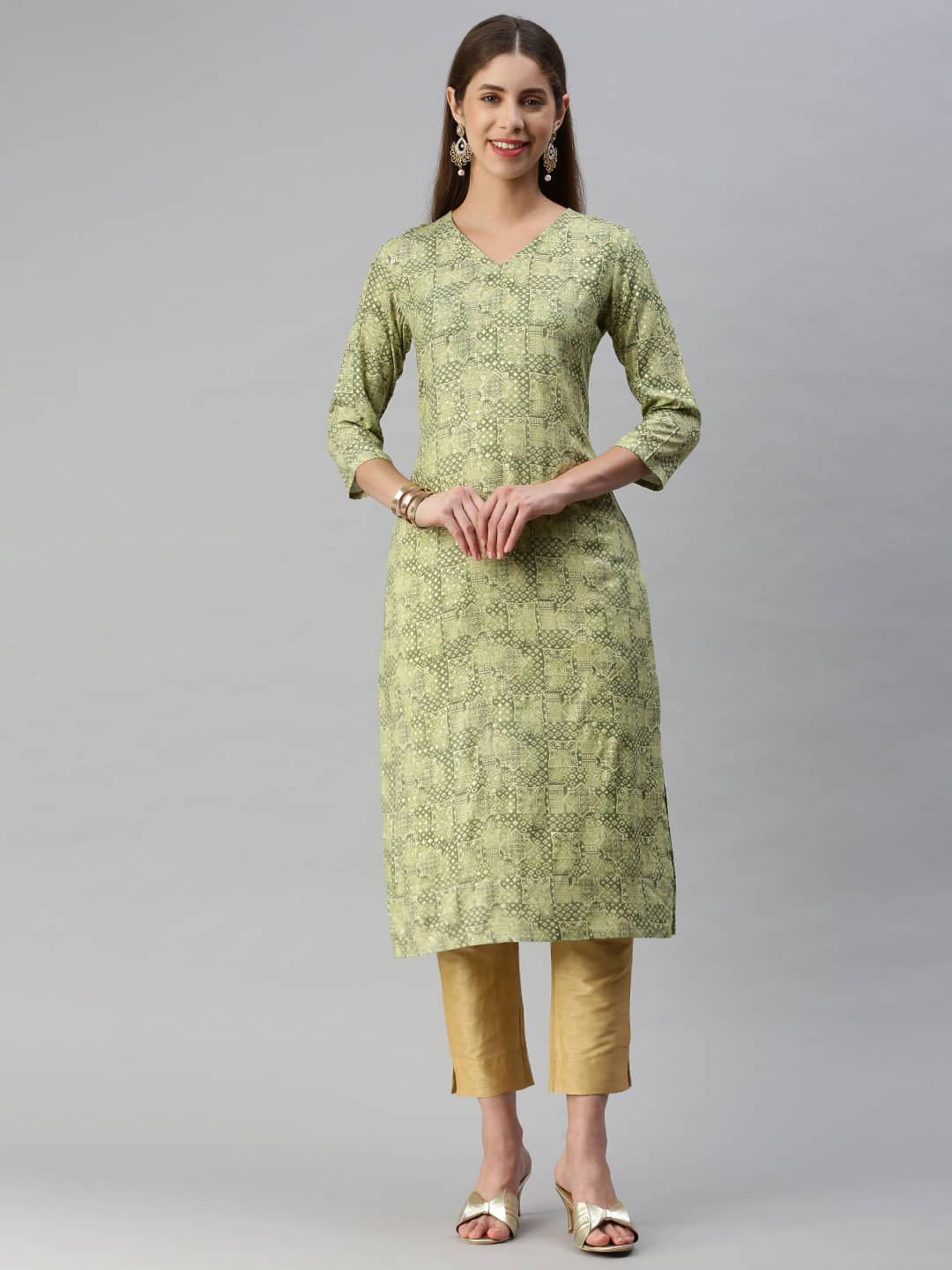     			Hritika - Green Rayon Women's Straight Kurti ( Pack of 1 )