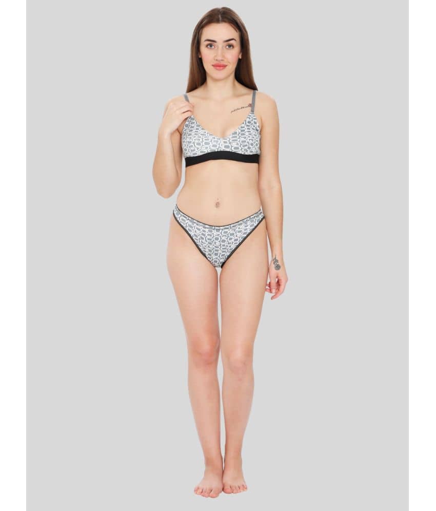 ILRASO Cotton Women's Bra & Panty Set ( Light Grey )