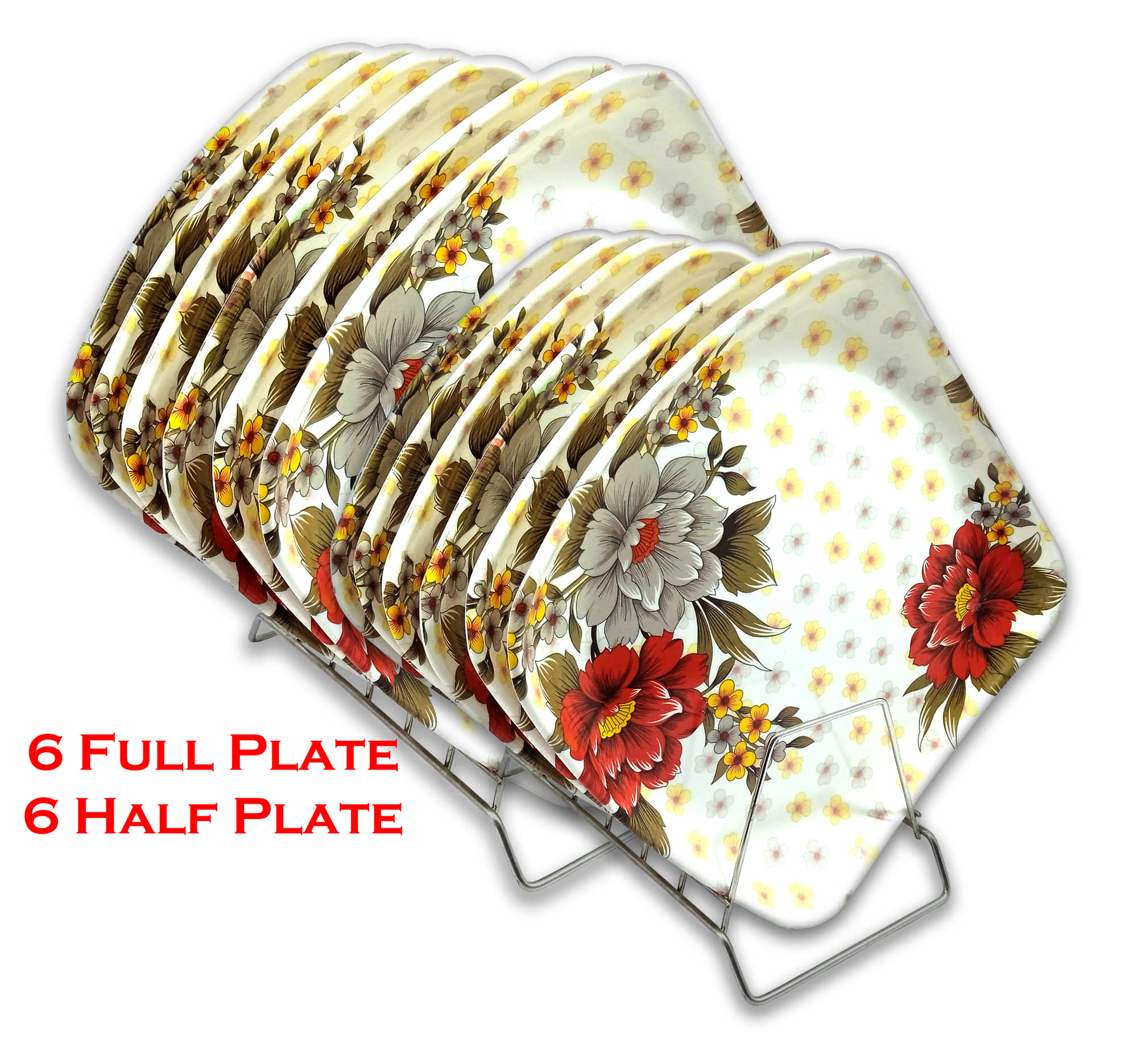 Inpro 12 Pcs Melamine Multi Color Full Plate
