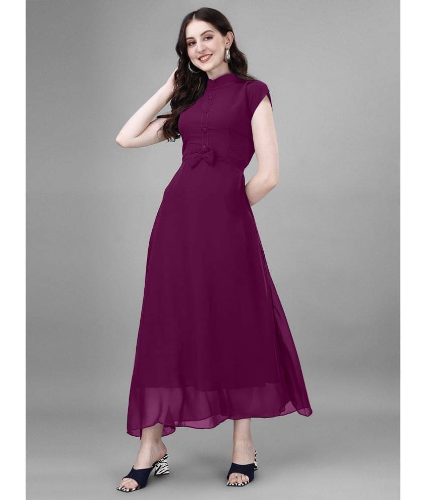 JASH CREATION Women Georgette Solid Gown ( Magenta )     			JASH CREATION Women Georgette Solid Gown ( Magenta )