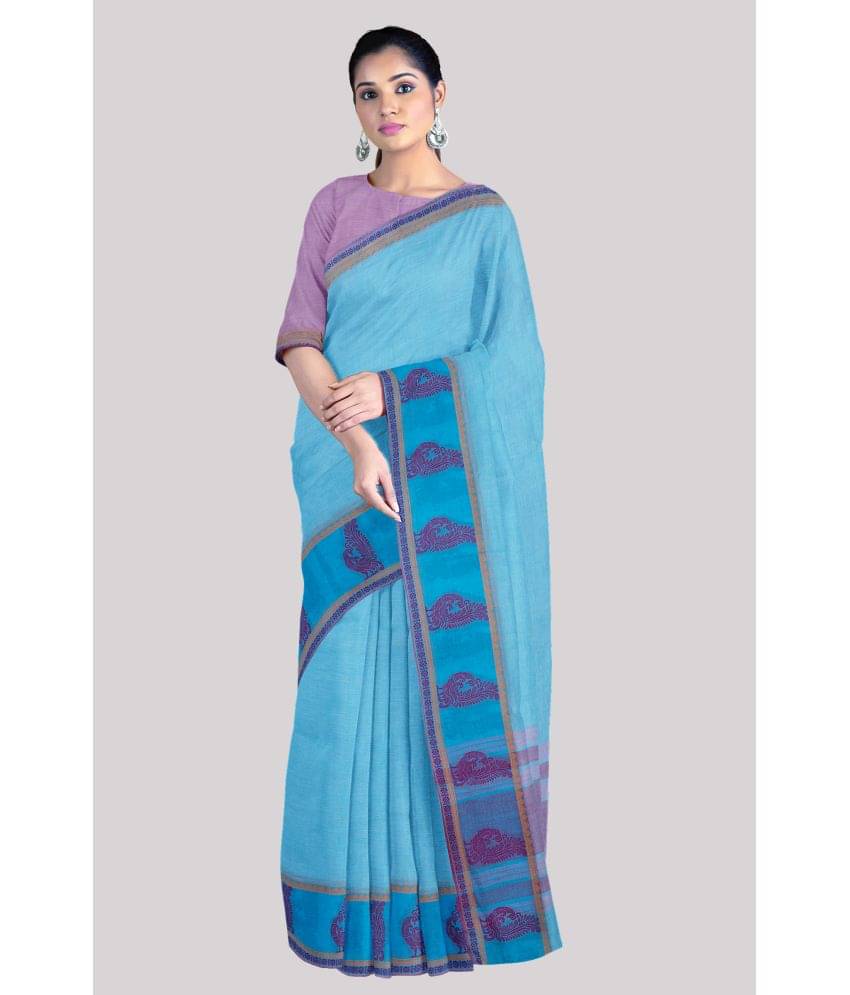 KSR HANDLOOM PVT LTD Cotton Embroidered Saree With Unstitched Blouse Piece ( Blue ) KSR HANDLOOM PVT LTD Cotton Embroidered Saree With Unstitched Blouse Piece ( Blue )