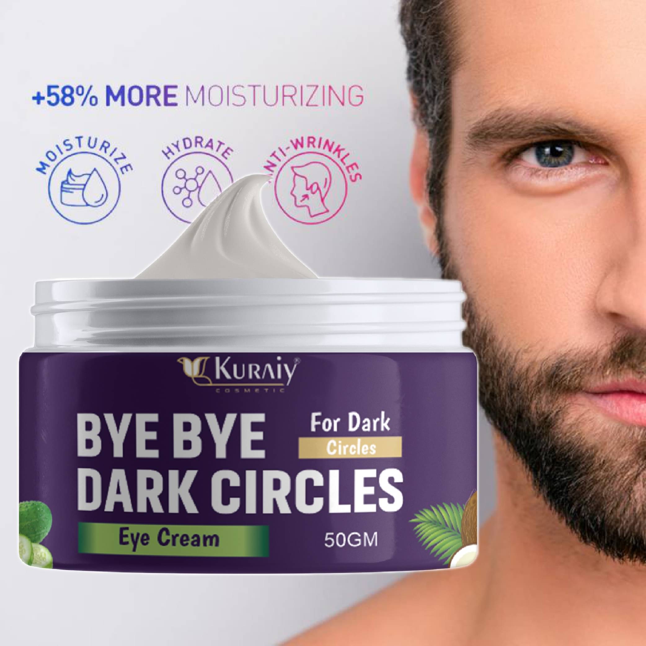     			KURAIY Pure Under Eye Cream Enriched with Natural Oils to Remove Dark Circles & Wrinkles
