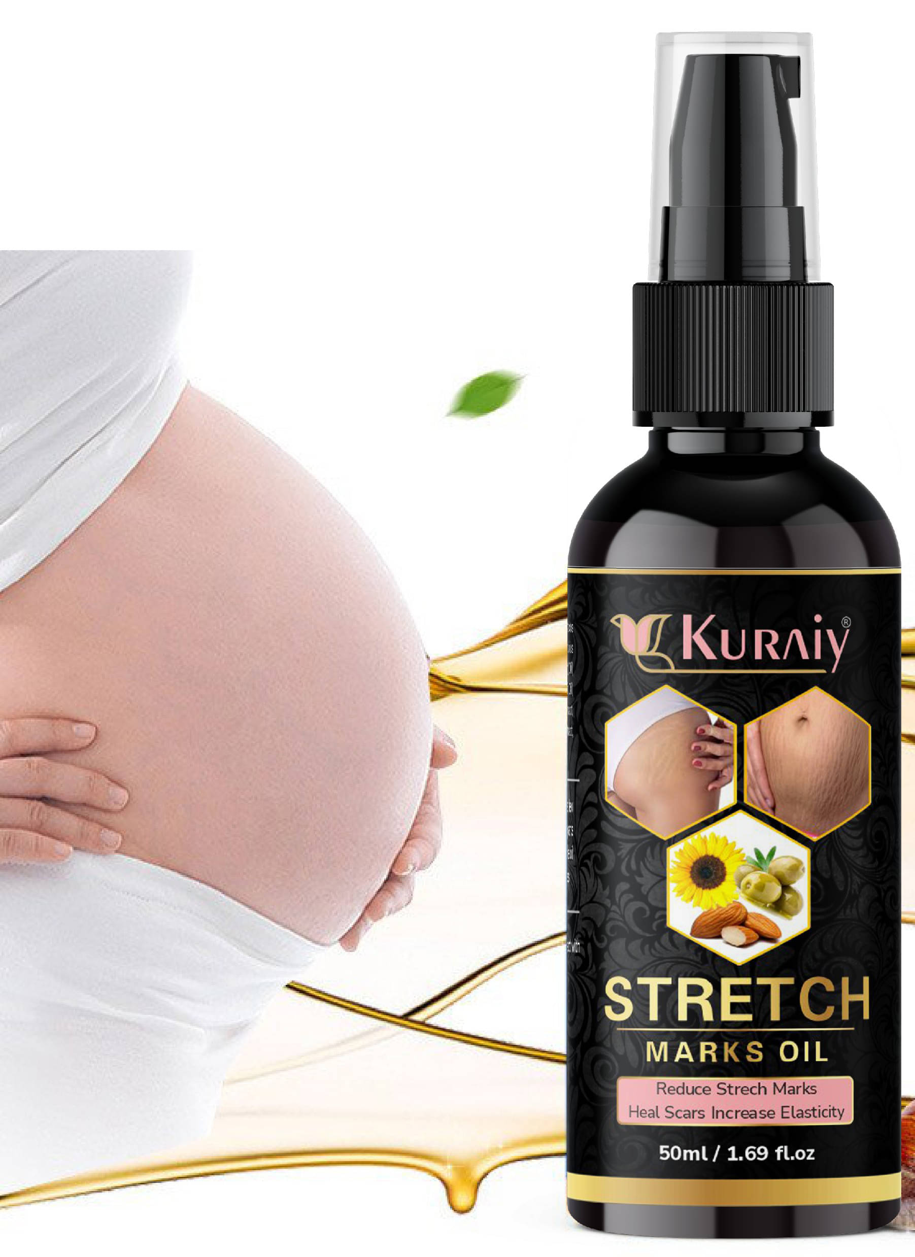     			Kuraiy stretch Oil for Stretch Marks Removal Post Pregnancy stretch mark cream oil (50 ml)Pack of 2