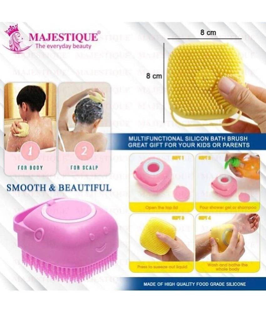 Majestique Bath Silicone Shower Scrubber, Suitable for All Skin Silicone Loofah - Multicolor