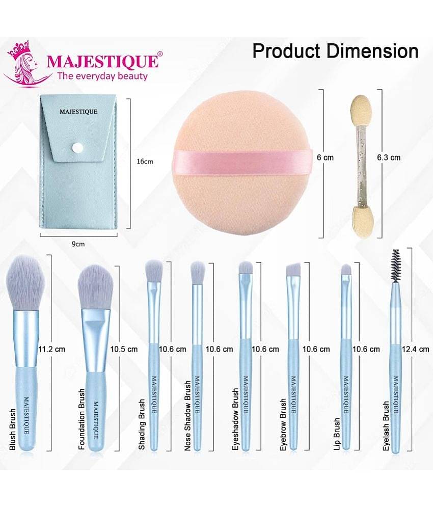 Majestique Makeup Brush Set with Powder Puff, Eye, and Face Makeup Brushes Set - Multicolor