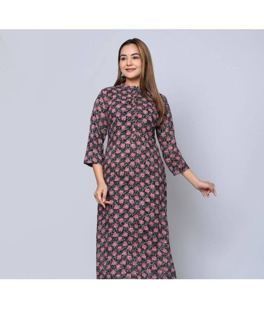 MAUKA - Black Rayon Women's Straight Kurti ( Pack of 1 ) - Kurtis, Tunics | Buy online on ZillyBuy