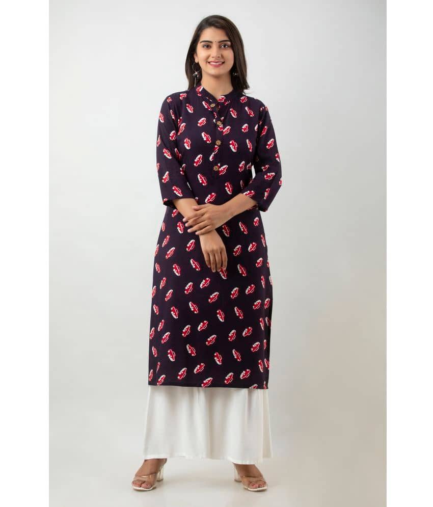 MAUKA - Blue Straight Rayon Women's Stitched Salwar Suit ( Pack of 1 )