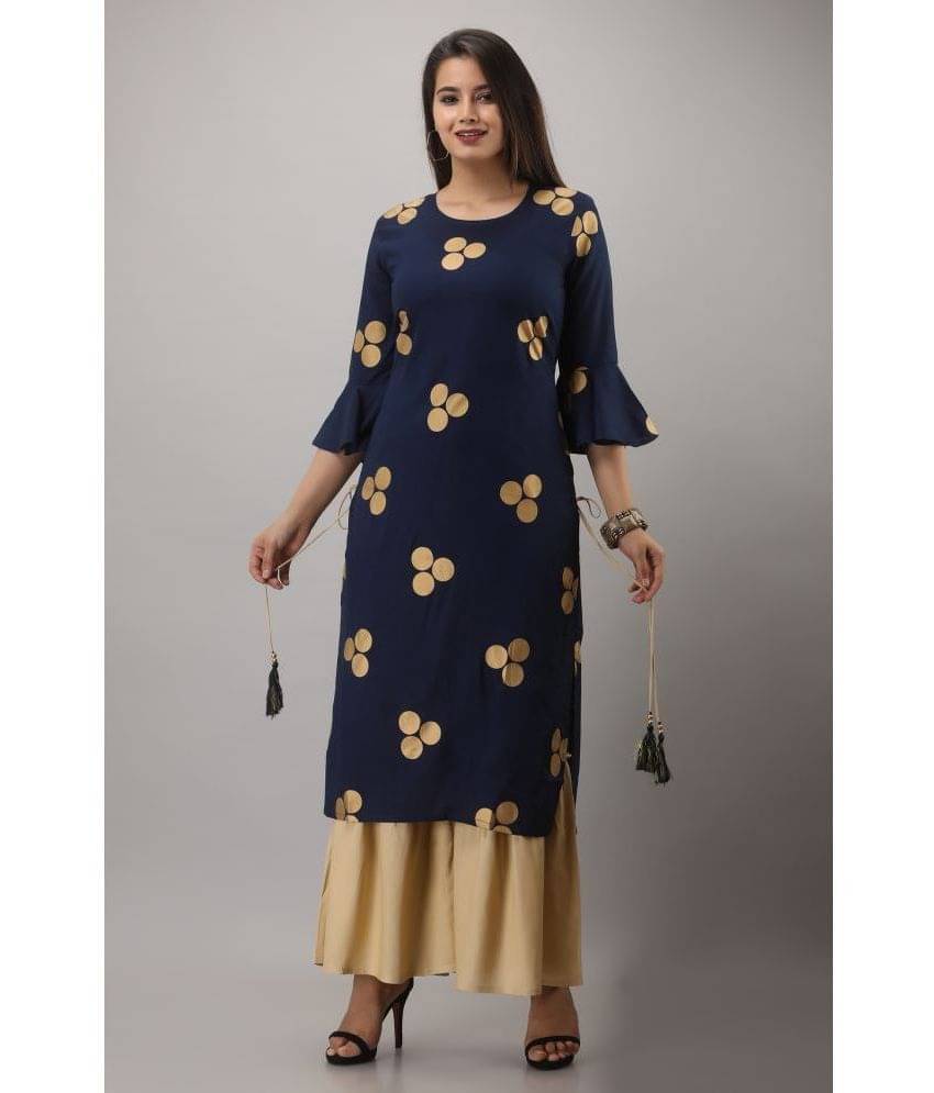     			MAUKA - Blue Straight Rayon Women's Stitched Salwar Suit ( Pack of 1 )