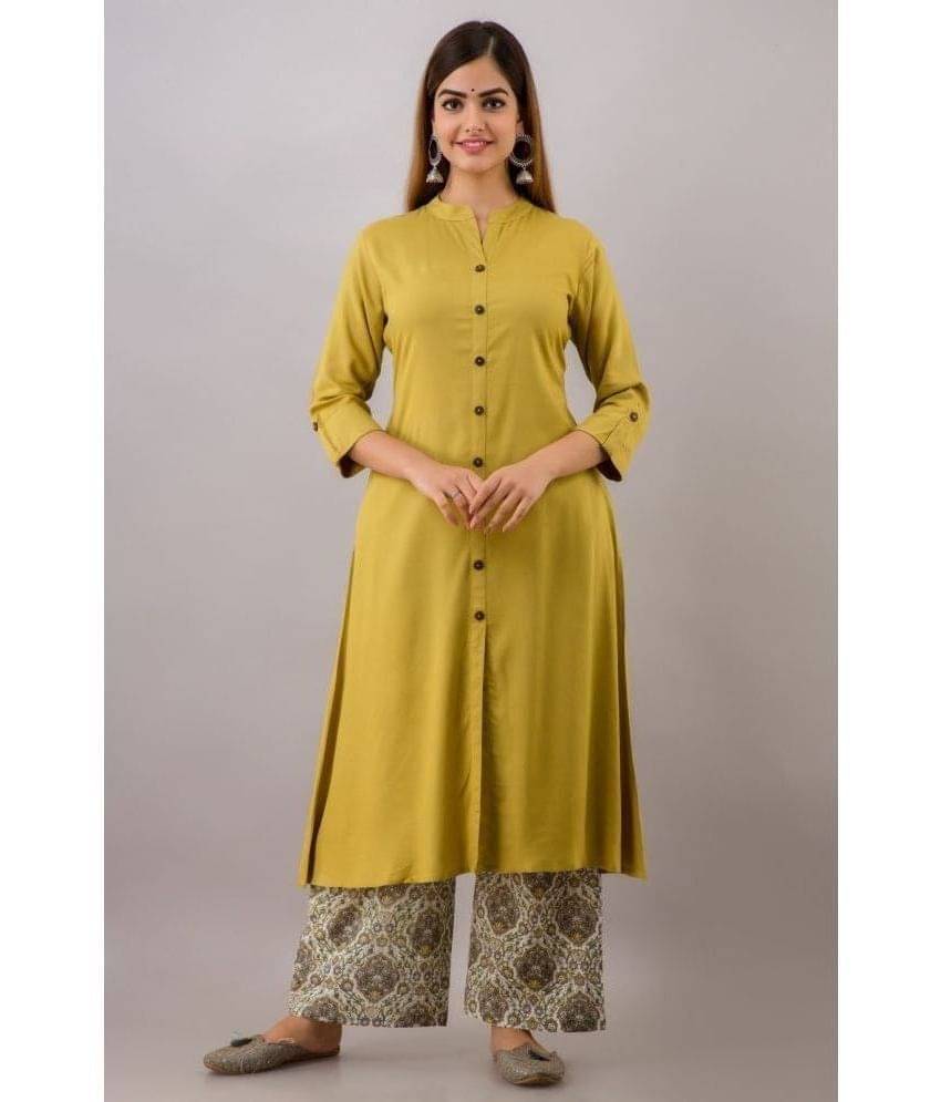 MAUKA - Green Front Slit Rayon Women's Stitched Salwar Suit ( Pack of 1 ) MAUKA - Green Front Slit Rayon Women's Stitched Salwar Suit ( Pack of 1 )