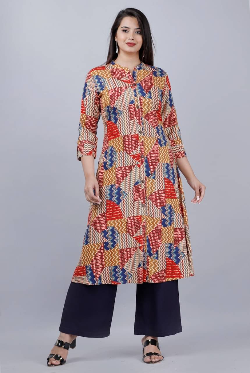 MAUKA - Multicolor Front Slit Rayon Women's Stitched Salwar Suit ( Pack of 1 ) MAUKA - Multicolor Front Slit Rayon Women's Stitched Salwar Suit ( Pack of 1 )