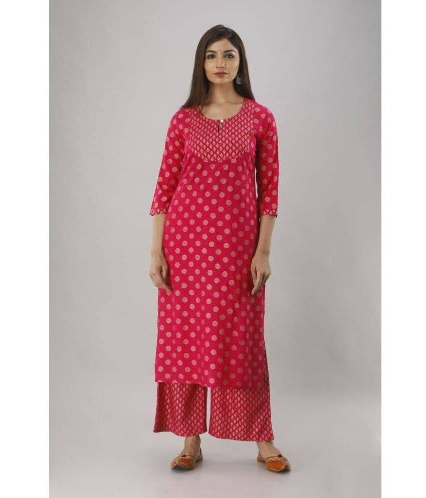     			MAUKA - Pink Straight Rayon Women's Stitched Salwar Suit ( Pack of 1 )
