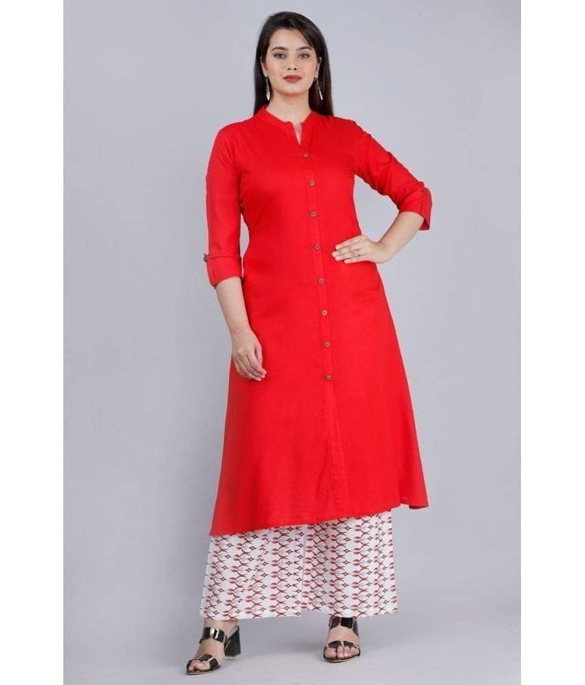 MAUKA - Red Front Slit Rayon Women's Stitched Salwar Suit ( Pack of 1 ) MAUKA - Red Front Slit Rayon Women's Stitched Salwar Suit ( Pack of 1 )