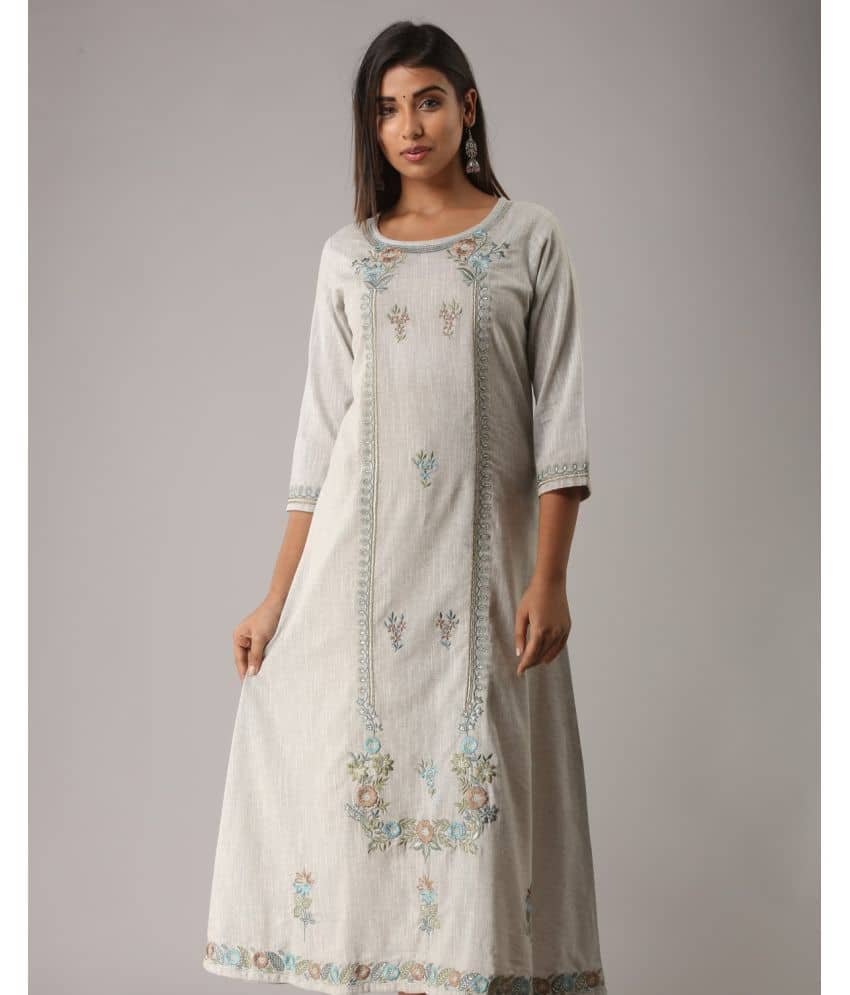 MAUKA - Silver Cotton Women's Flared Kurti ( Pack of 1 ) - Kurtis, Tunics | Buy online on ZillyBuy