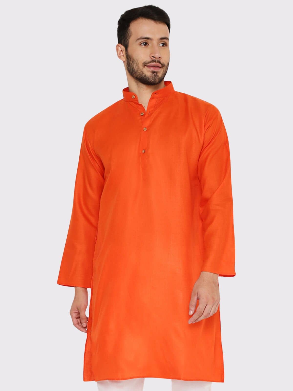 Maharaja - Fluorescent Orange Cotton Men's Regular Kurta ( Pack of 1 ) - Kurtas & Kurta Sets | Buy online on ZillyBuy
