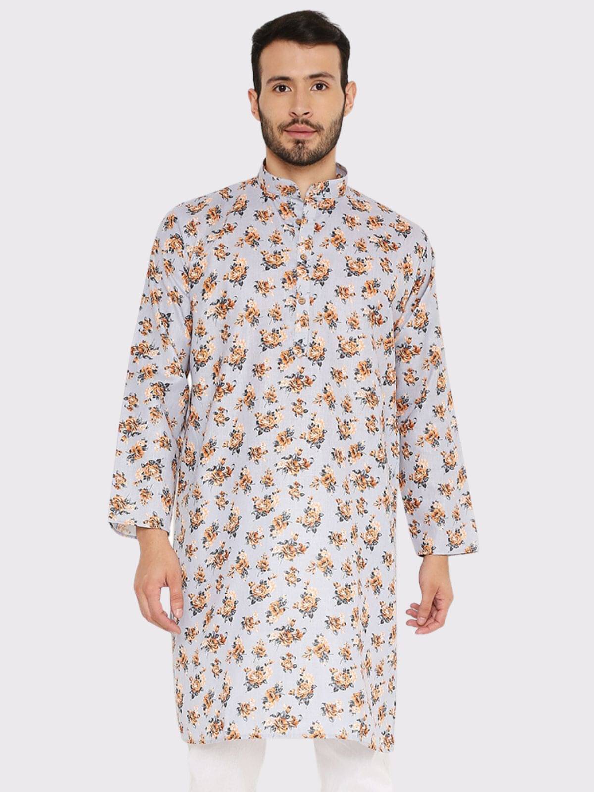 Maharaja - Light Grey Linen Men's Regular Kurta ( Pack of 1 ) Maharaja - Light Grey Linen Men's Regular Kurta ( Pack of 1 )