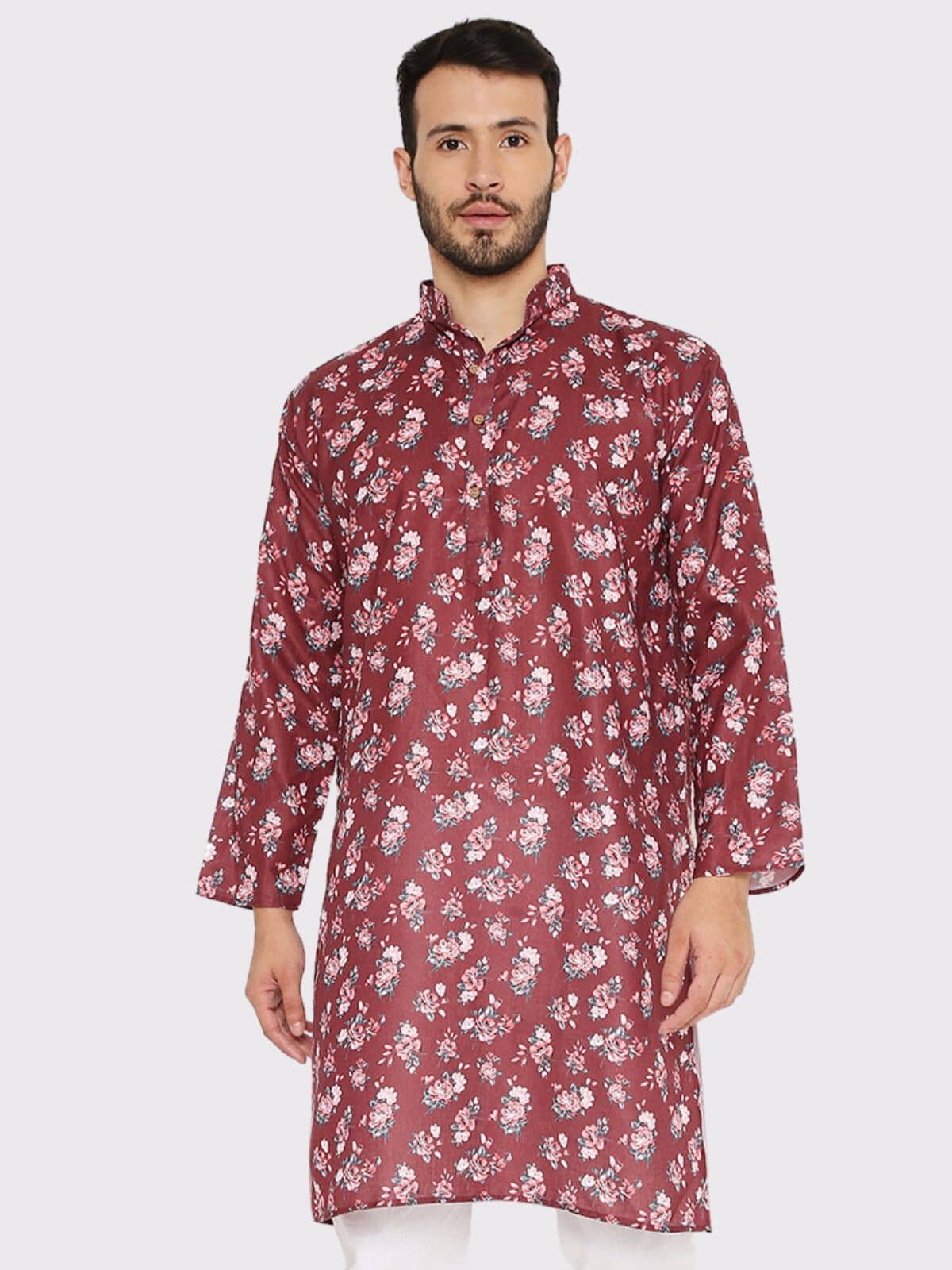Maharaja - Maroon Linen Men's Regular Kurta ( Pack of 1 ) - Kurtas & Kurta Sets | Buy online on ZillyBuy