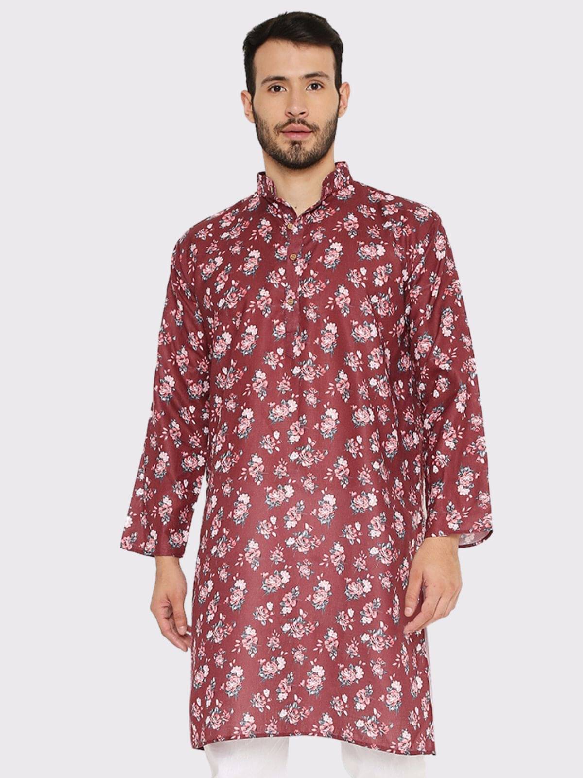 Maharaja - Maroon Linen Men's Regular Kurta ( Pack of 1 ) Maharaja - Maroon Linen Men's Regular Kurta ( Pack of 1 )