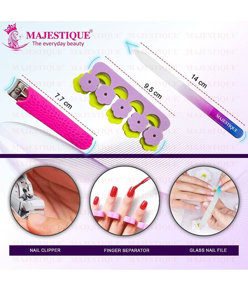 Majestique Multi Purpose Nail Kit with Glass Filer, Fingernail & Toenail for women, Men - Multicolor
