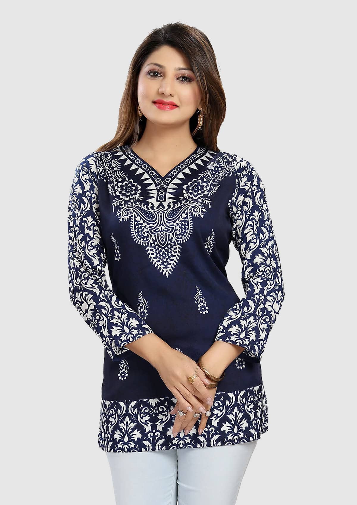 Meher Impex Women's Crepe Tunic ( Blue )
