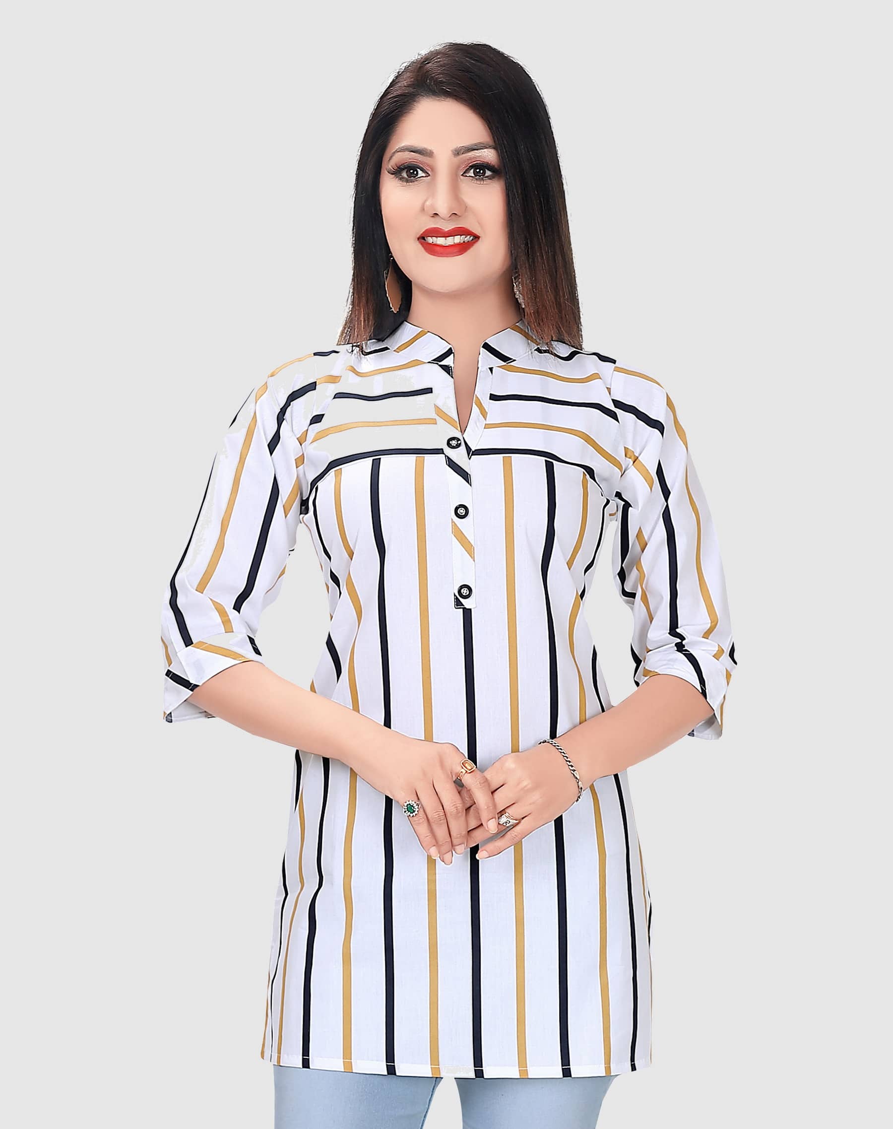 Meher Impex - Multi Color Cotton Blend Women's Tunic ( Pack of 1 )