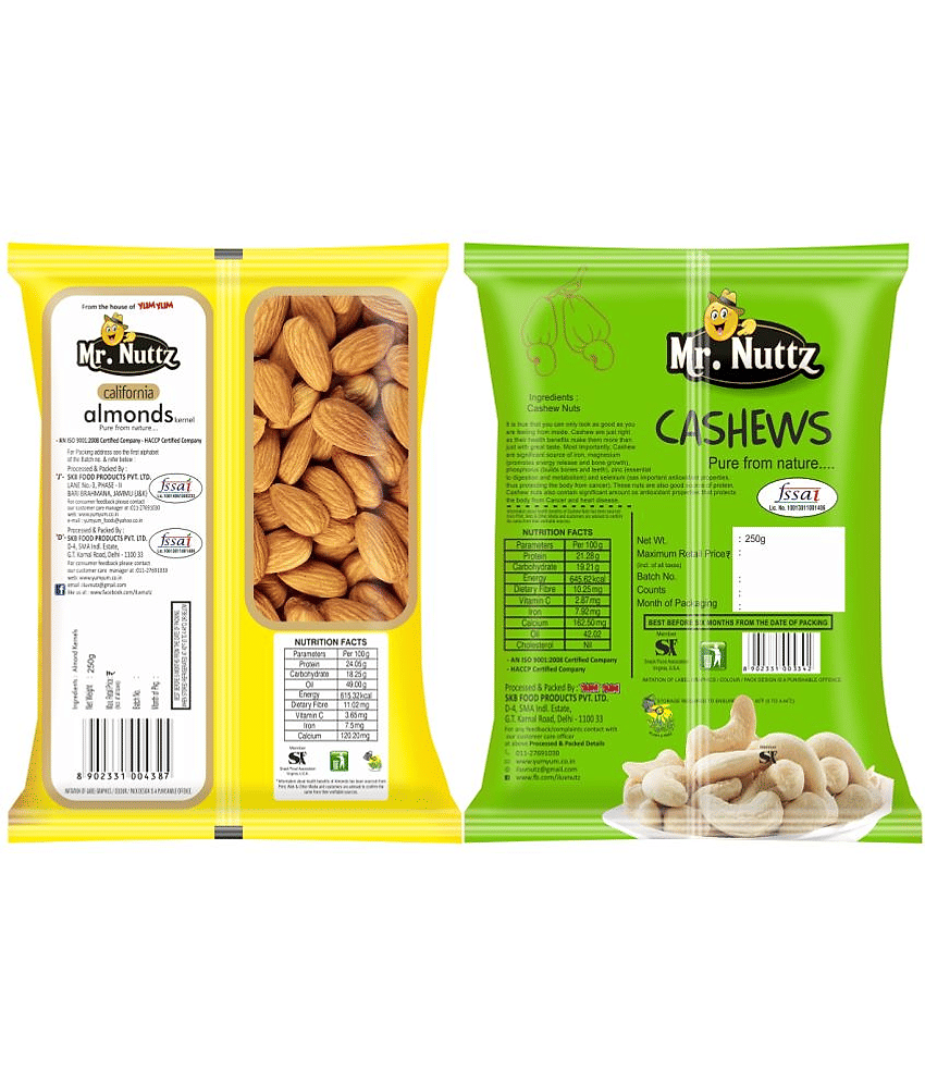 Mr. Nuttz 500g Diwali Special Dry Fruits Combo Pack (Almonds 250g & Cashew Nut 250g)