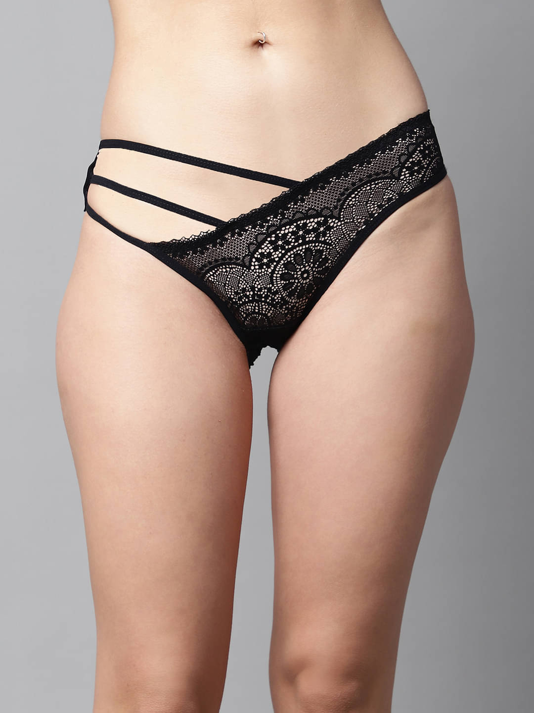 PrettyCat - Black Lace Self Design Women's Bikini ( Pack of 1 ) PrettyCat - Black Lace Self Design Women's Bikini ( Pack of 1 )