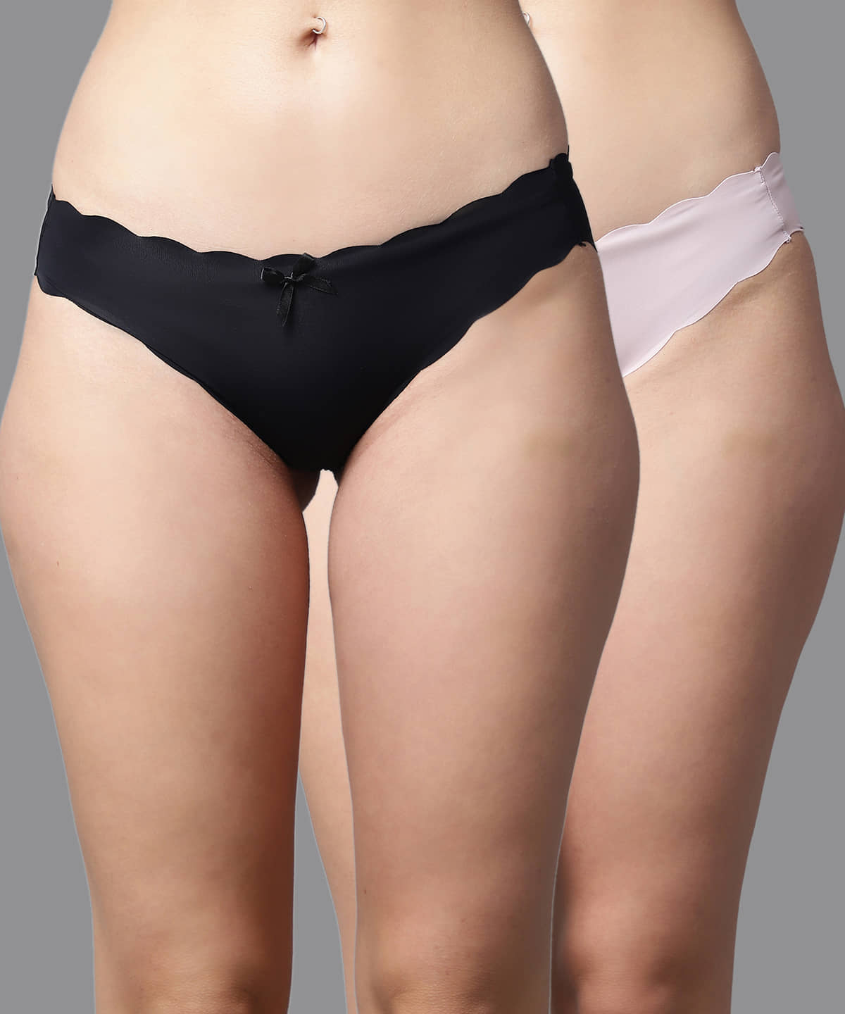 PrettyCat Pack of 2 Polyester Solid Women's Bikini ( Black )