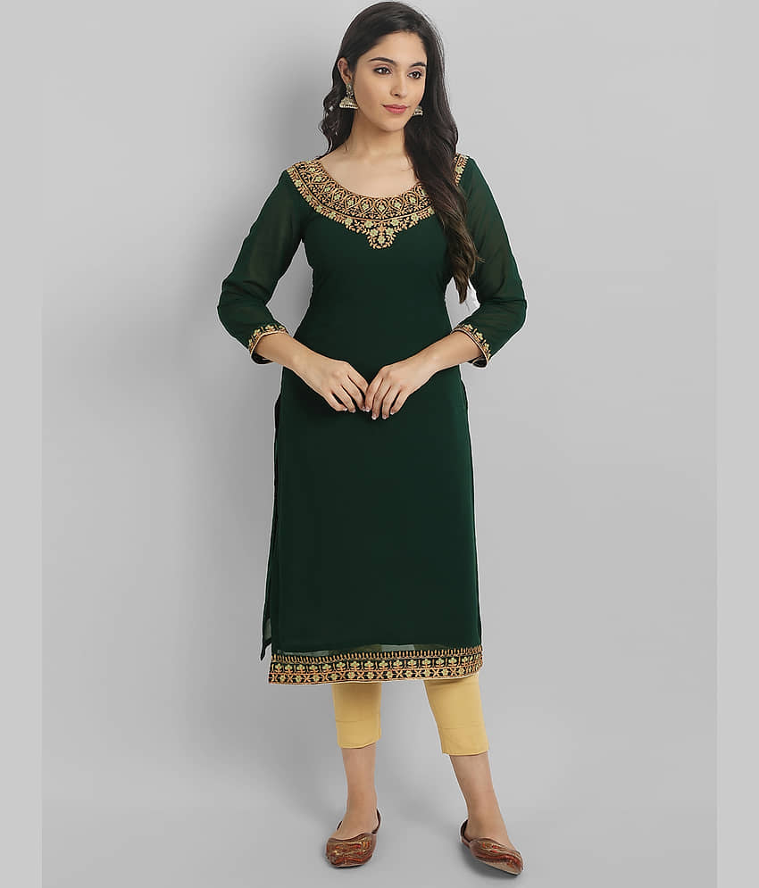 RAIYANI FASHION - Green Georgette Women's Straight Kurti ( Pack of 1 ) - Kurtis, Tunics | Buy online on ZillyBuy