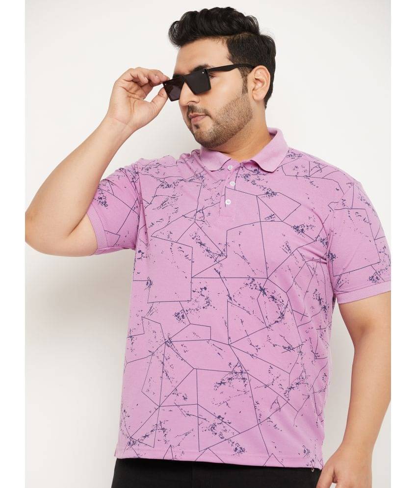 RELANE Pack of 1 Cotton Blend Regular Fit Printed Half Sleeves Men's Polo T Shirt ( Lavender )     			RELANE Pack of 1 Cotton Blend Regular Fit Printed Half Sleeves Men's Polo T Shirt ( Lavender )