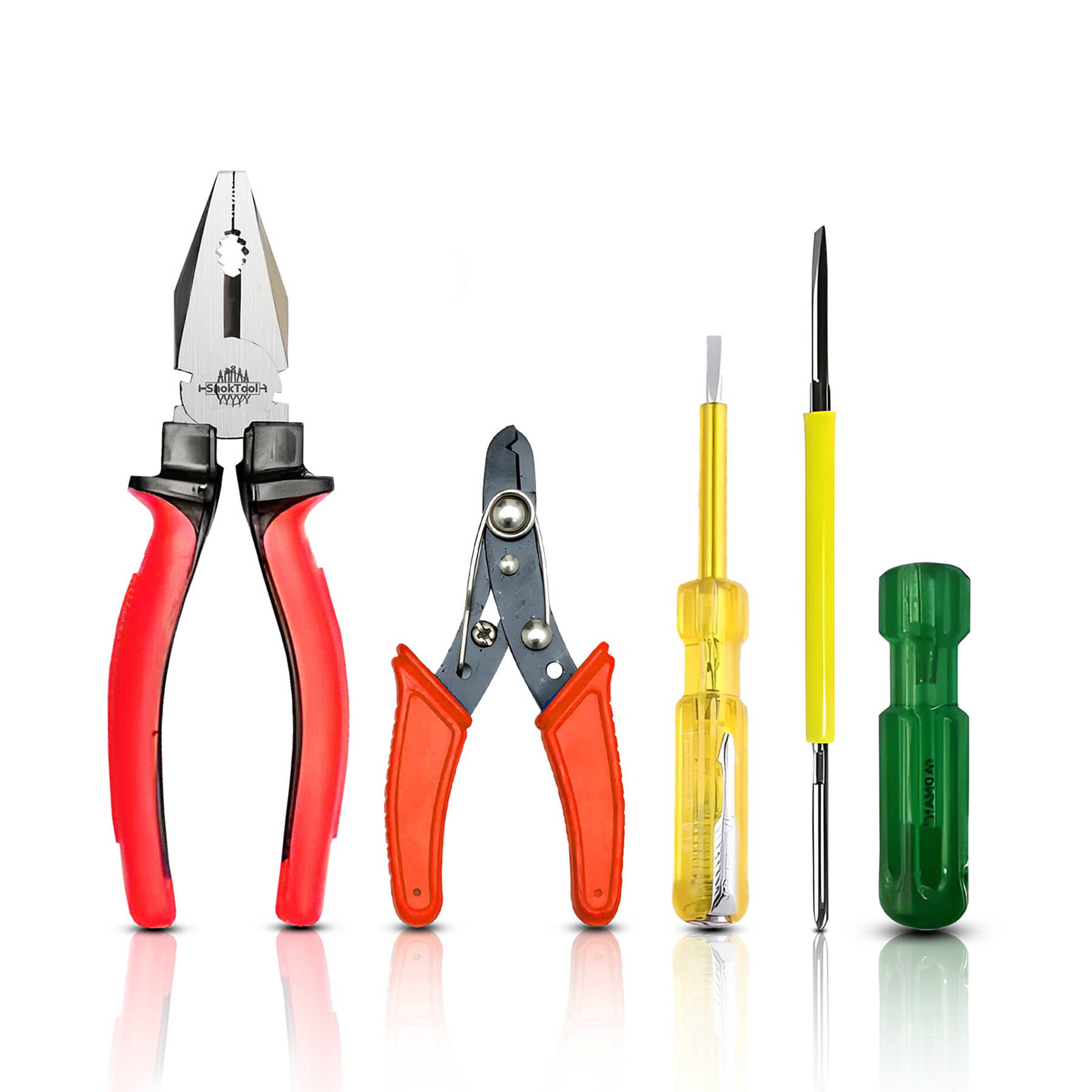 SnokTool Combo Set of 4, 8" Combination Plier, Wire Stripper, Line Tester & 2in1 Screwdriver SnokTool Combo Set of 4, 8" Combination Plier, Wire Stripper, Line Tester & 2in1 Screwdriver