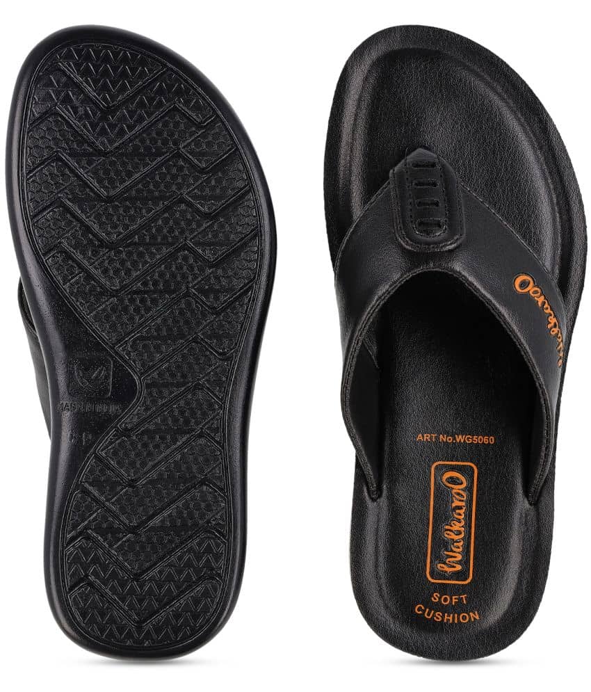 Walkaroo Slippers Fit Flop Black Sandals Walkaroo Women's Faux