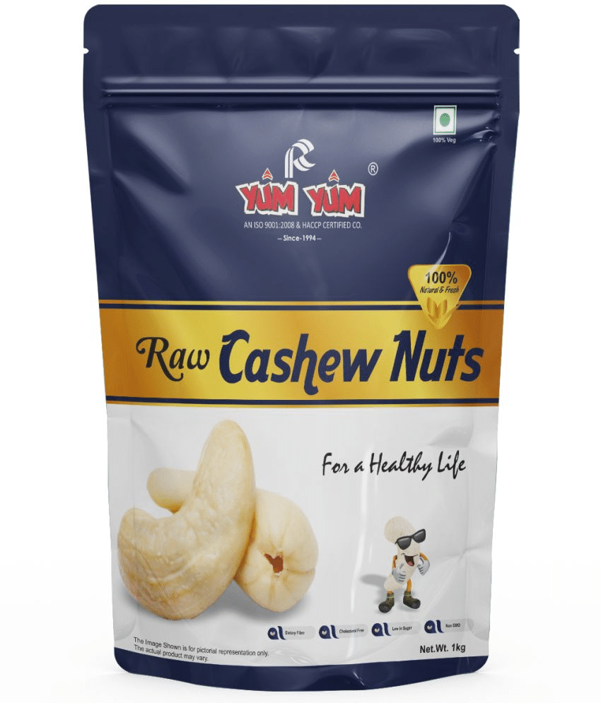     			YUM YUM Premium Dry Fruits Whole Cashew Nut Kaju 1 kg Value Pack