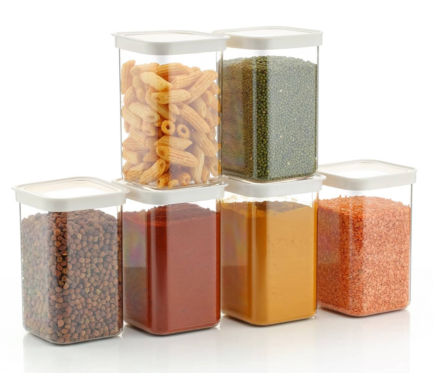iview kitchenware Pulse/Food/Grocery PET White Dal Container ( Set of 6 ) iview kitchenware Pulse/Food/Grocery PET White Dal Container ( Set of 6 )