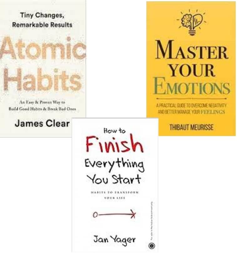 Atomic Habits + Master Your Emotions + How To Finish Everything You Start     			Atomic Habits + Master Your Emotions + How To Finish Everything You Start