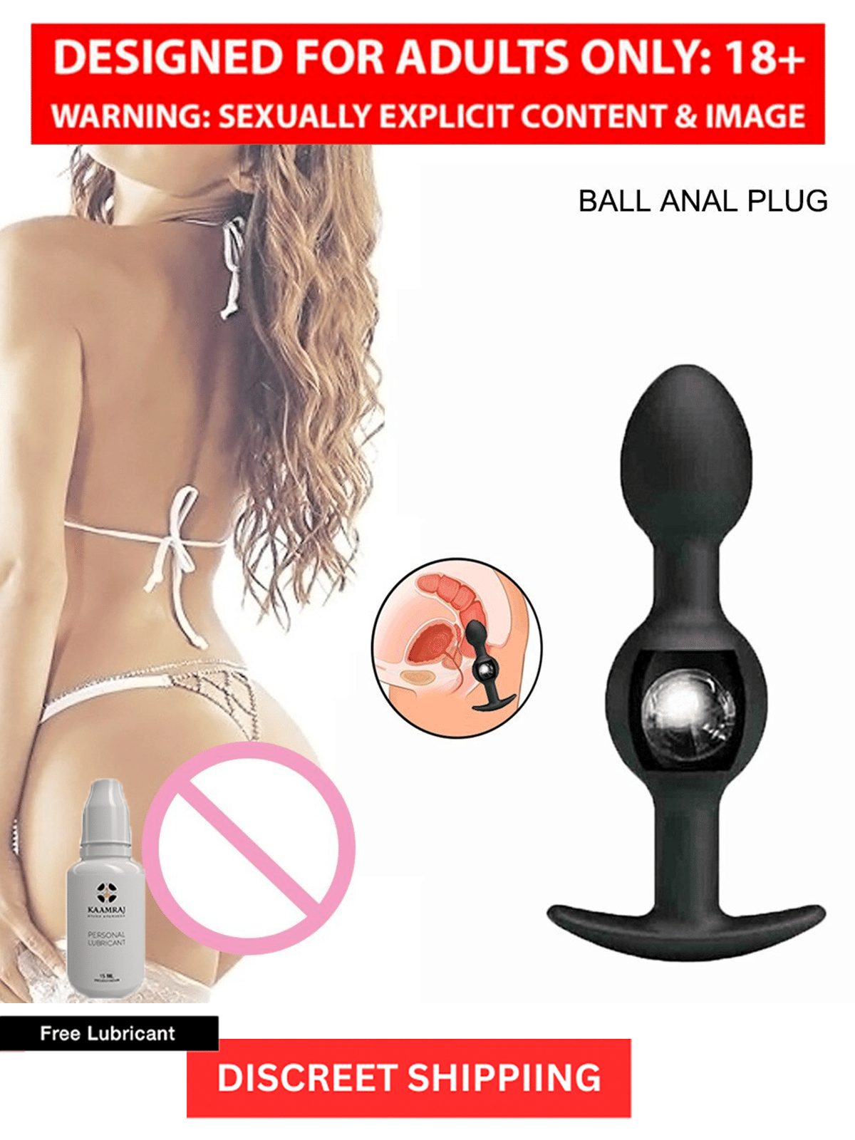 Double Bead Silicon Anal Beads Anal Sex Toys Butt Plug For Men And Women By Naughty Nights + Free Kaamraj Lubricant