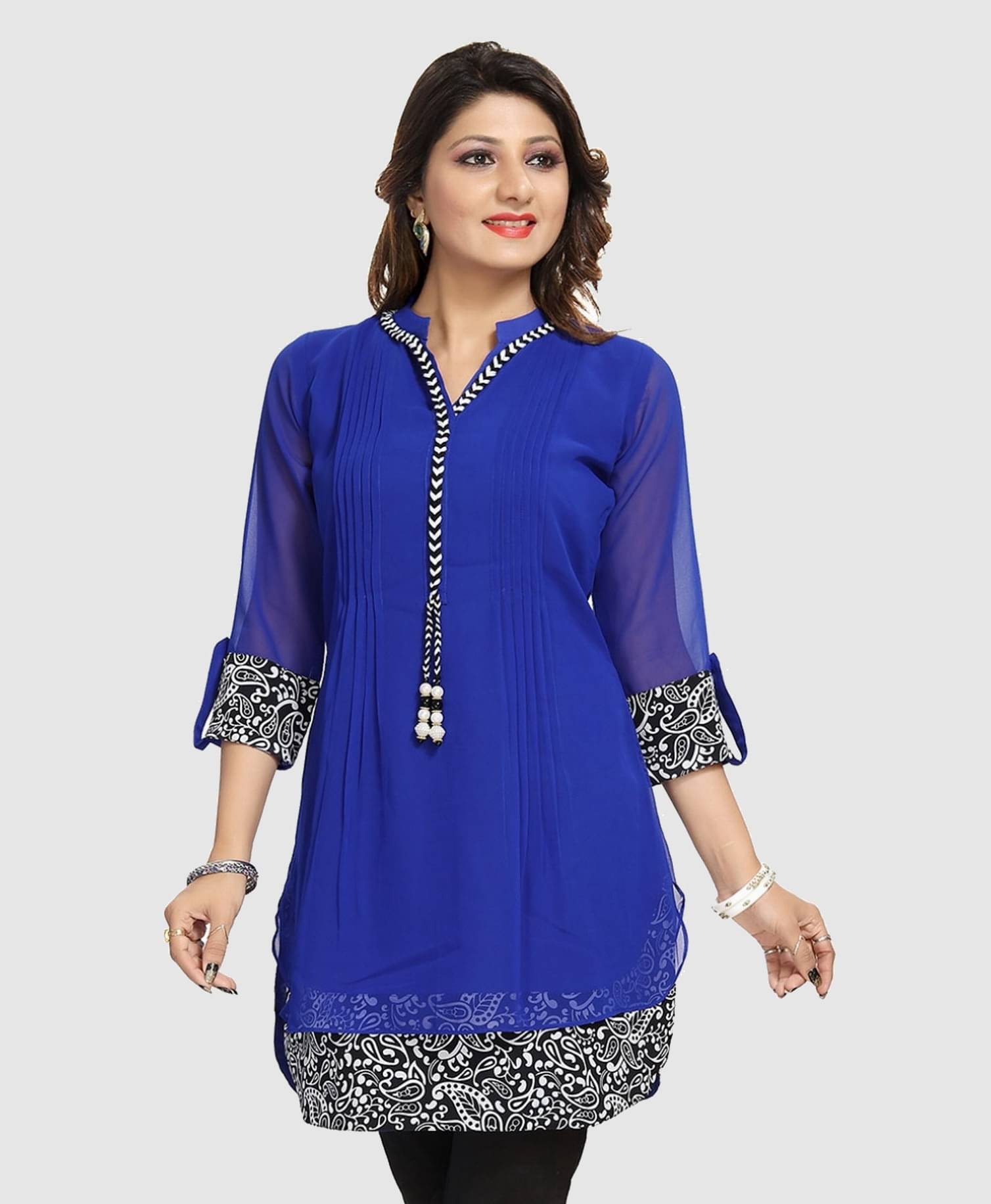 Meher Impex Women's Georgette Tunic ( Blue ) Meher Impex Women's Georgette Tunic ( Blue )