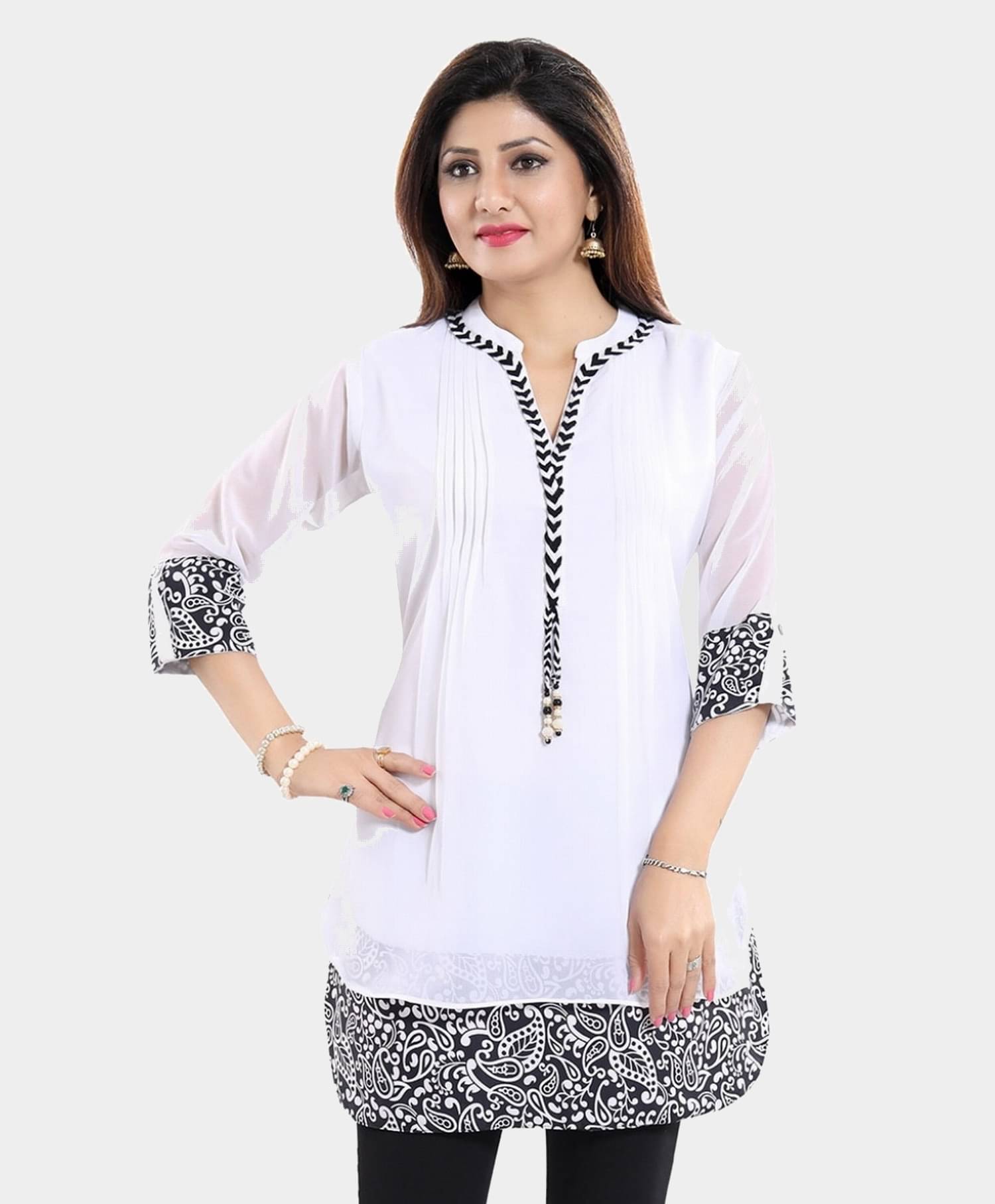     			Meher Impex Women's Georgette Tunic ( White )